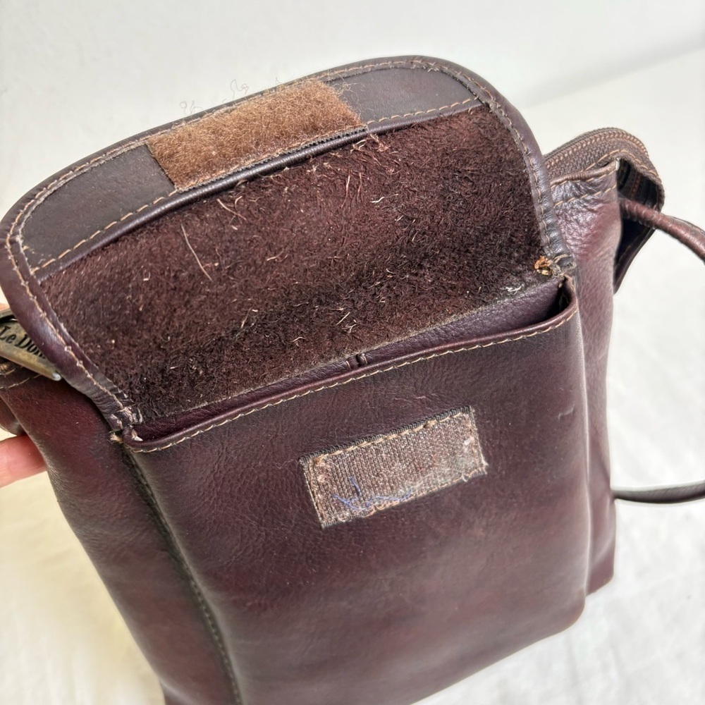 LE DONNE Vintage Genuine Leather Crossbody Bag Purse Minimalist Neutral Boho - Picture 10 of 14
